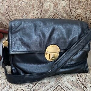 Donna Karan Black Crossbody Bag with Gold Accents